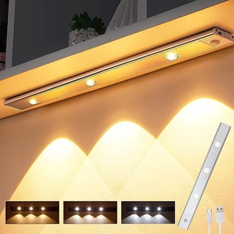 Rechargeable LED wardrobe light with motion sensor, three color temperatures, white, 40 cm (1/5)