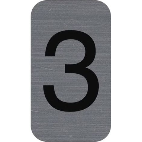 Plaque de signalisation - EXACOMPTA - Chiffres 3 - 25 x 44 mm - Gris - Finition Mat