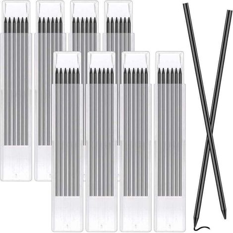 48Pcs Mine Crayon Chantier,2.8mm,Recharges pour Crayons de Charpentier Solides Remplacement,Recharges de Mines de Crayon Imperméables à L'eau pour Le Travail du Bois Construction (1/4)