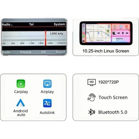 Autoradio con touchscreen, funzionamento a doppio sistema, compatibile con Mercedes Benz Classe A, Classe C W176, X156, C117, GLA, CLA W205, GLC X253, W447, Classe A 10.25 NTG4.5 (1/2)