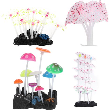 Ensemble de décoration pour aquarium : corail lumineux en silicone, ornements lumineux pour aquarium. (1/5)