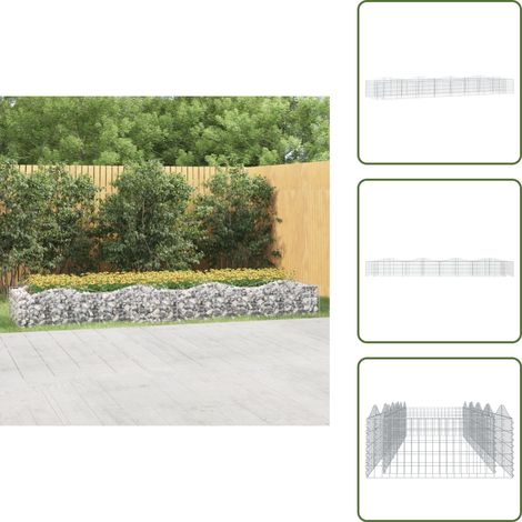 The Living Store Lit surélevé à gabions arqué 400x100x50 cm Fer galvanisé - Jardiniere En Gabion - Bordure Jardin - Bac Acier - Décoration Extérieur - Pot Fleuri (1/5)