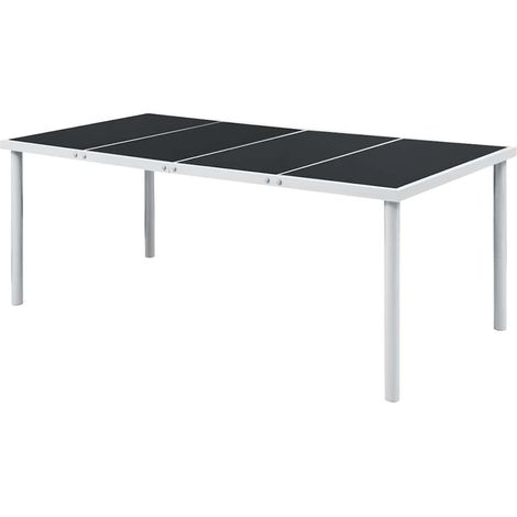 vidaXL Mesa de jardín de acero negra 190x90x74 cm (1/3)