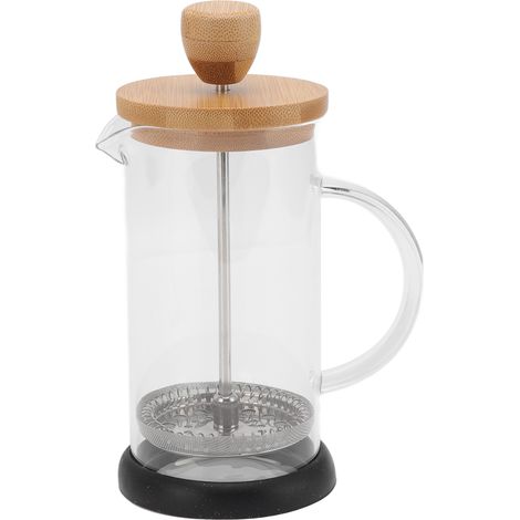Cafetière à Piston en Verre Borosilicate Résistant à la Chaleur - 350ml avec Couvercle en Bambou pour Café et Thé (1/5)