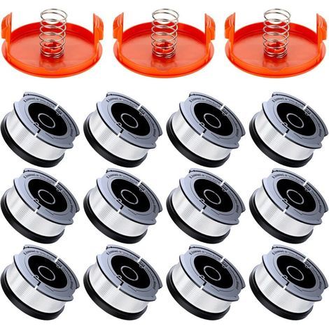 18 Pack Bobine Fil Coupe Bordure Compatible avec Black et Decker Coupe Bordures, A6481 A6485 1.65mm Bobine de Fil Debroussailleuse(12 Fil Coupe Bordure,3 Couvercle,3 Ressort) (1/5)