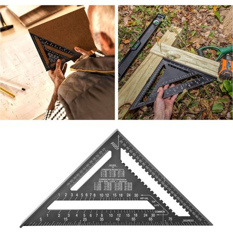 Règle En Aluminium Triangle Crayon De Mesure Pour Ingénieurs Et Menuisiers Noir - KZQ (1/5)