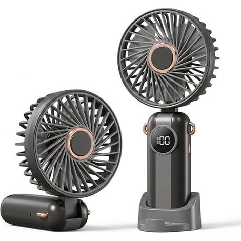 Ventilateur portable 1200 mAh, pliable, rotatif à 180°, mini ventilateur, ultra silencieux, 5 vitesses, ventilateur de poche pour le maquillage (1/5)
