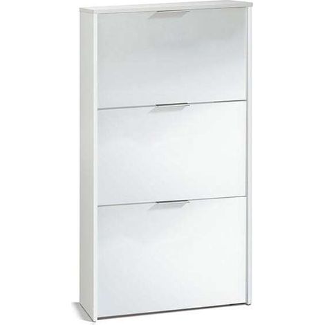Mueble Zapatero 3 trampones Almanzora acabado blanco, 60 cm(ancho) 113 cm(altura) 22 cm(fondo).