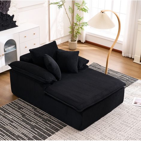 Sillón relax 177x122x92 cm de tejido de pana negro, sin montaje para salón moderno FloraGrace (1/5)