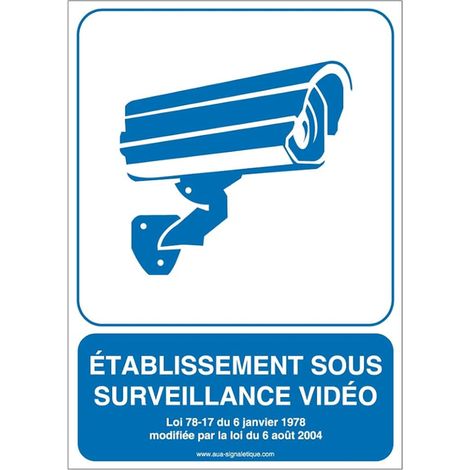 Autocollant Etablissement sous Surveillance Vidéo02 - v - 75x105 mm, Vinyl adhésif