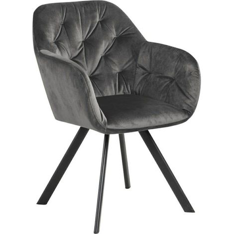 Lot de 2 chaises 57,5x61,5x81,5 cm en velours gris foncé - GABY (1/5)