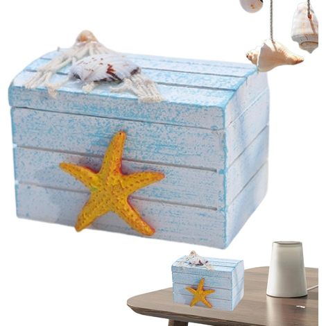 (2 Stück) Aufbewahrungsboxen mit Ozeanmotiven, Schmuckaufbewahrung, verziert mit Seesternmustern, Wohnaccessoires.