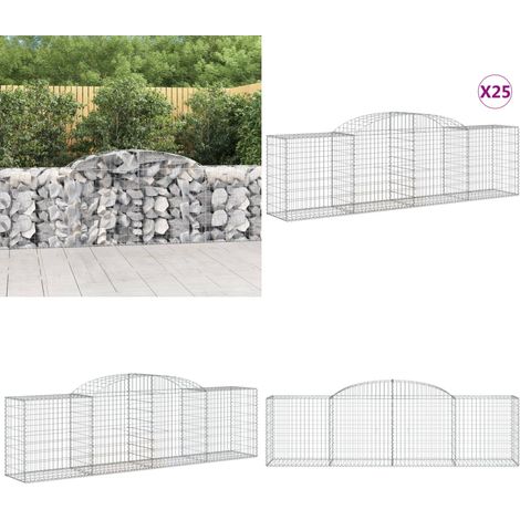 Gabionen mit Hochbogen 25 Stk. 300x50x80/100cm Verzinktes Eisen - Gabionen - Gabionenkorb - Gartendeko - Zaun - Sichtschutz - Home & Living (1/5)