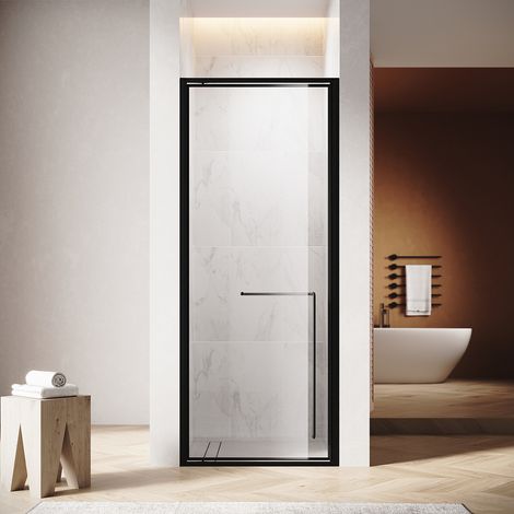 SONNI Duschtür Verdeckte Scharnierkonstruktion 6MM gehärtetes Glas mit Wasserschutzleiste Magnetische Anziehung 80x195cm (1/5)