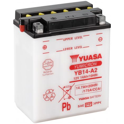 Yuasa – Batterie moto 12V 14.7Ah 175A – Plomb Calcium – Avec entretien – Pour démarrage performant