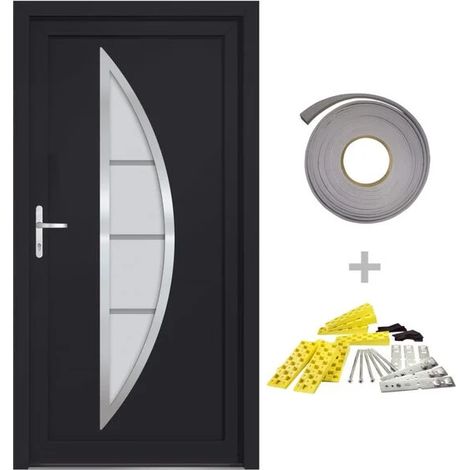Porte d'entrée en PVC gris anthracite 88x200 cm