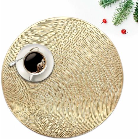 Lot de 6 sets de table ronds en PVC lavable doré, pour Noël et le mercredi (1/5)