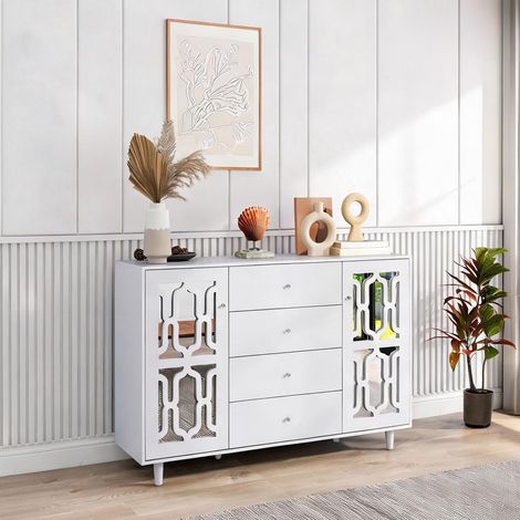 Buffet coloris blanc en MDF 147,5 x 40 x 102 cm (1/5)