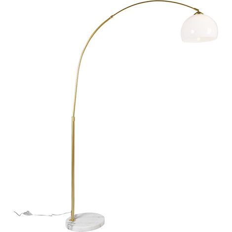 Modern Arc Lamp Brass with White Lampshade - Arc Basic