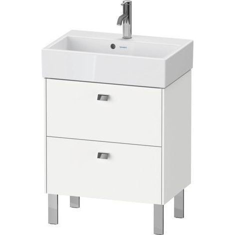 Duravit Brioso meuble sous lavabo debout Compact 58,4 x 38,9 cm, 2 tiroirs, avec découpe pour siphon et tablier, pour lavabo Vero Air 236860, Couleur (avant/corps): Décor blanc mat, poignée chromée - BR440901018