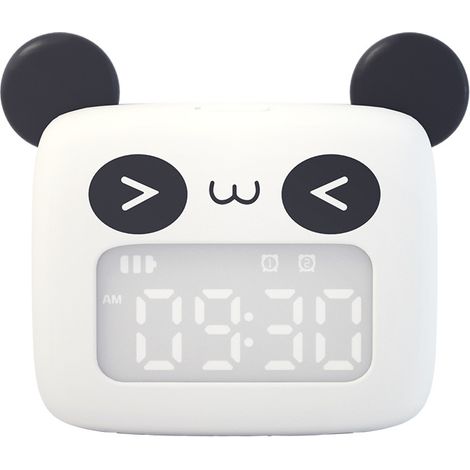 BEBUSINGOTO Reloj despertador digital con diseño de animales para niños, reloj de noche con temporizador de repetición y carga USB (blanco) (1/4)