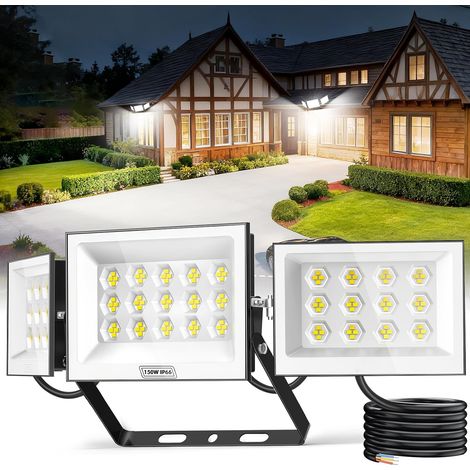 Projecteur LED Extérieur 150W Spot 6500K Blanc Froid 15000 Lumens IP66 Étanche Éclairage Flood pour Jardin, Garage, Cour (1/5)