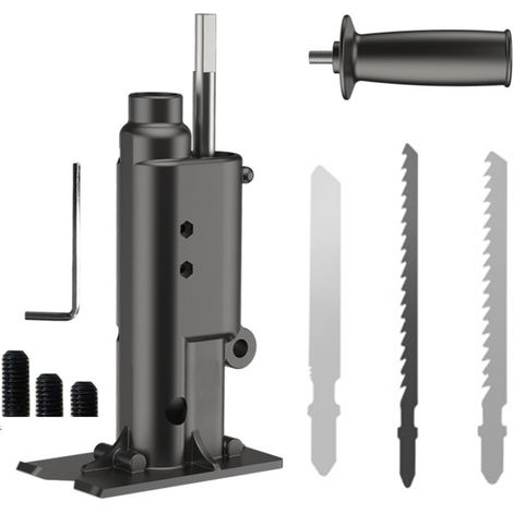 Adaptateur scie sauteuse pour perceuse électrique, kit outil de coupe avec 3 adaptateurs lames et 3 lames de scie (1/5)