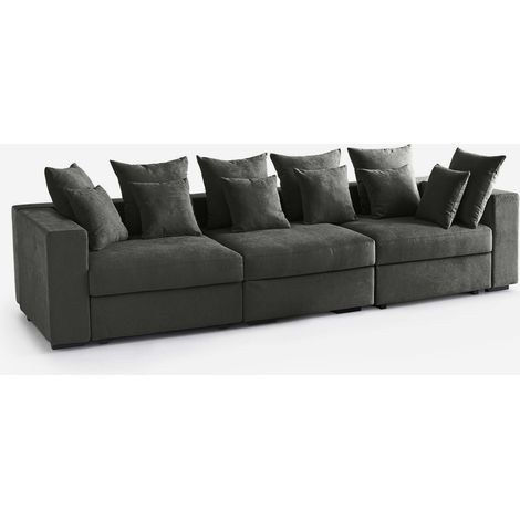 Canapé 3 places modulable déhoussable avec coussins Made in Italy Cortina C - Gris foncé (1/4)
