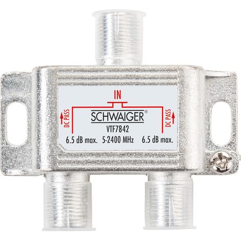 Schwaiger Verteiler VTF7842 531 4-fach 1x F Buchse auf 2x F Buchse, Dämpfung max. 6,5dB Verstärker & Verteiler (1/3)