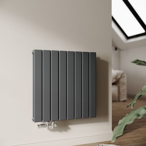 SONNI Radiateur eau chaude en acier Conception murale Vertical Radiateur chauffage central 630x619mm Panneau Double Anthracite (709W)
