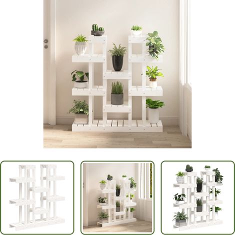Étagère à fleurs - Support à plantes Blanc 104,5x25x109,5 cm Bois massif de pin (1/5)