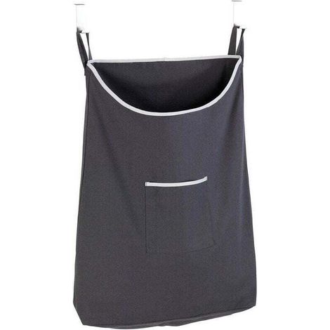 Wand-Wäschekorb, Hängekorb, großes Fassungsvermögen 65 l, einfache Türhängung mit Edelstahlhaken, 100 % Baumwolle, 52 x 81 x 10 cm, Grau (1/4)