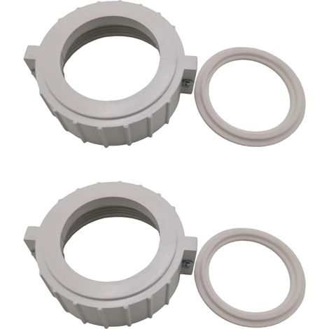 Lot de 2 écrous fendus - ABS blanc - Raccords pour radiateurs de spa - Étanchéité optimale - Compatible systèmes de chauffage - Diamètre 5,8 cm (1/5)