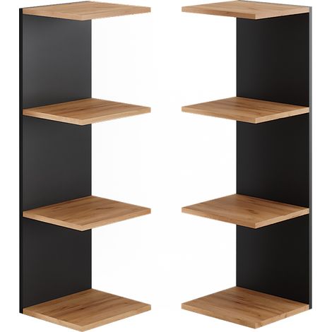 Libreria da parete Paolo, Antracite, 30 x 95 cm Set di 2, Vicco