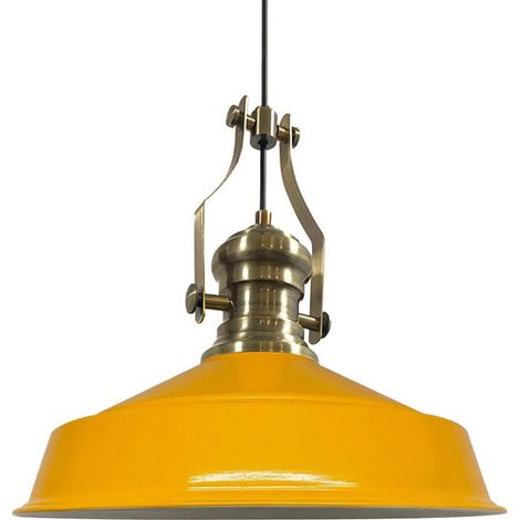 Handbemalte Industrielle Hängeleuchte aus Gelb Metall – Vintage-Kronleuchter E27 Ø41 cm für Wohnzimmer, Schlafzimmer Oder Esszimmer (1/5)