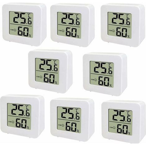 Mini-LCD-Thermometer, digitales Thermometer-Hygrometer für Innenräume, Temperatur- und Feuchtigkeitsmesser, digitales Hygrometer für Kinderzimmer, Wohnzimmer, Büro, 8er-Pack (1/5)