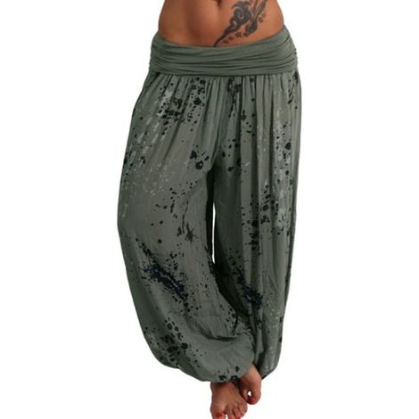 Pantalon Harem Femme Boho Yoga Décontracté Large Tailleur Armée Vert S, Pantalon Ample Comfortable (1/4)