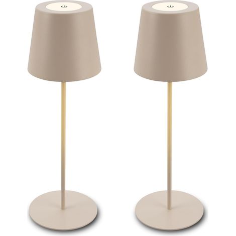 Set mit 2 kabellosen LED-Tischleuchten – Höhenverstellbar – Touch-Bedienung – IP44 – Für den Innen- und Außenbereich geeignet – Beige – 12 x 36 cm (1/5)