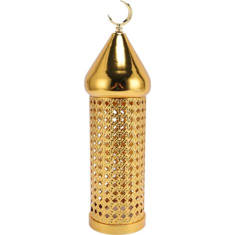 Lampe à vent dorée artisanale, lanterne en fer creux pour décoration de mariage/fête L (1/5)