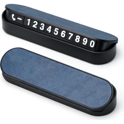 Targhetta di parcheggio in pelle con numeri fosforescenti - pelle blu (1/5)