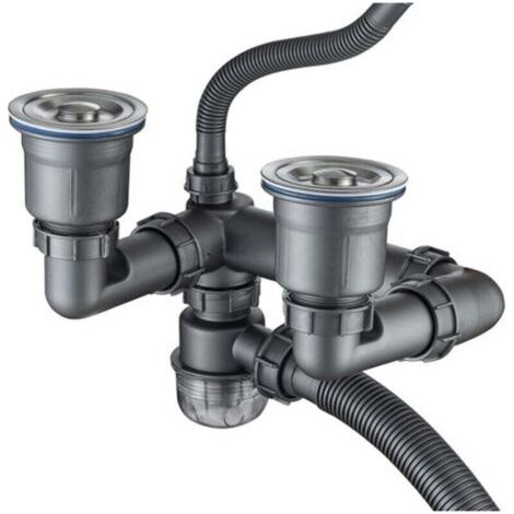 Green Mobility-Vidage Complet Évier Double Rainure Compact Anti-Odeur Rétractable Adapté Tuyaux 40 50 Mm (1/4)