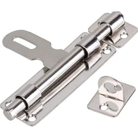 Cadenas à loquet inox – 4,45 cm, verrou pour portail coulissant, salle de bain ou WC, argenté (1/5)