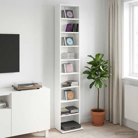 vidaXL Meuble CD Blanc 33 x 23,5 x 175 cm Bois d'ingénierie (1/5)