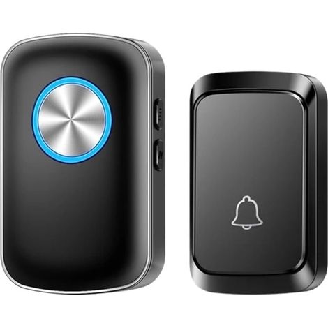 Campanello con portata di 300 metri, 60 suonerie, regolazione del volume su 5 livelli e luce integrata, colore nero. (1/5)
