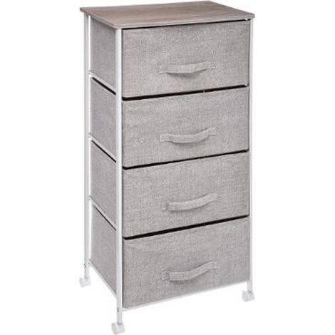 Meuble de rangement 4 tiroirs de couleur gris clair - L.45 x P.30 x H.96 cm -PEGANE- (1/2)