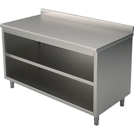Meuble Bas Inox Ouvert avec Dosseret - Gamme 600 - Virtus (1/2)