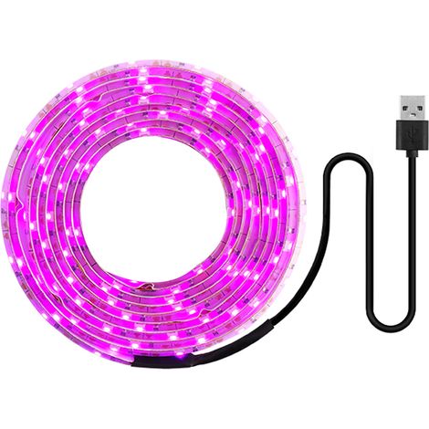 Bandeau LED Croissance Spectre Complet USB 2M 2835 SMD DC5V Ruban Phytolampes pour Semis Plantes Fleurs Serres Légumes Interieur Pousses