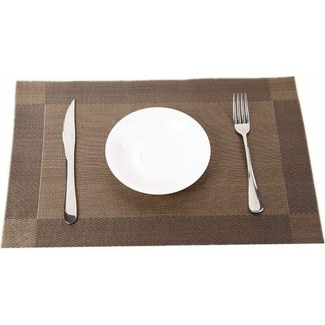 Sets de Table lavables PVC Napperons ,Napperon Rectangulaire Papier Antidérapants Anti Usure Résistant à la Chal Décoration Placemats(Marron) (1/4)