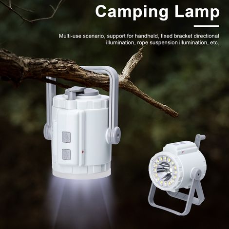 Lampe de camping portable, projecteur de tente, lampe de poche SOS 3 en 1, manivelle, trois températures de couleur, luminosité d'éclairage réglable, port de charge DC5V type-C avec fonction de sortie (1/5)