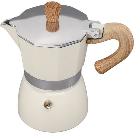 Moka Pot Aluminium Octogonal Classique Cafetière Italienne Portable pour Camping Maison, 6 Tasses, Blanc (1/5)